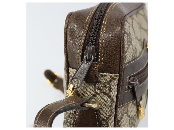 Gucci Borsa GG Supreme Web Sherry Line in PVC beige e oro 010 378 Auth ep12276 D'oro - vista 10
