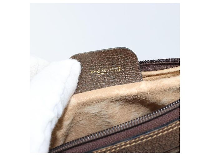 Gucci Borsa GG Supreme Web Sherry Line in PVC beige e oro 010 378 Auth ep12276 D'oro - vista 12