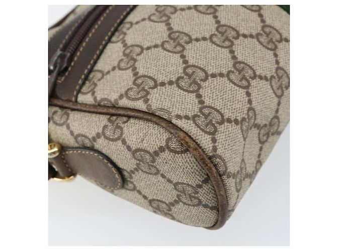 Gucci Borsa GG Supreme Web Sherry Line in PVC beige e oro 010 378 Auth ep12276 D'oro - vista 14