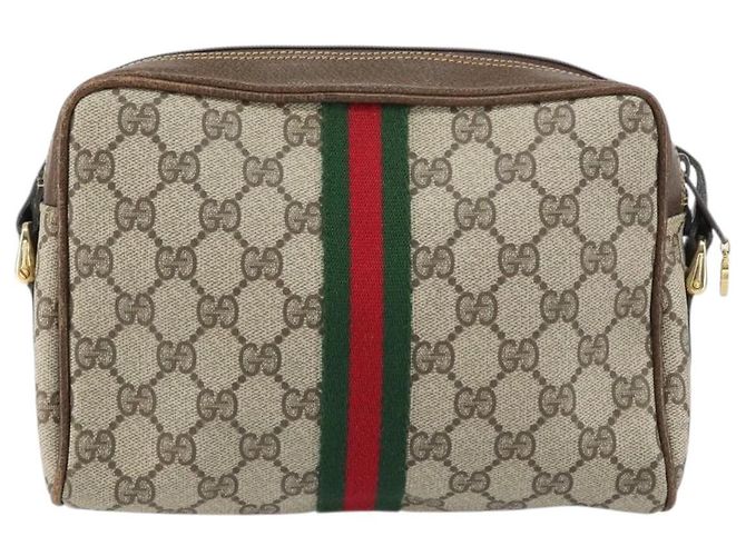 Gucci Borsa GG Supreme Web Sherry Line in PVC beige e oro 010 378 Auth ep12276 D'oro - vista 2