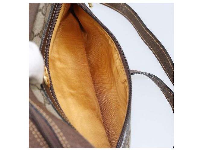 Gucci Borsa GG Supreme Web Sherry Line in PVC beige e oro 010 378 Auth ep12276 D'oro - vista 21