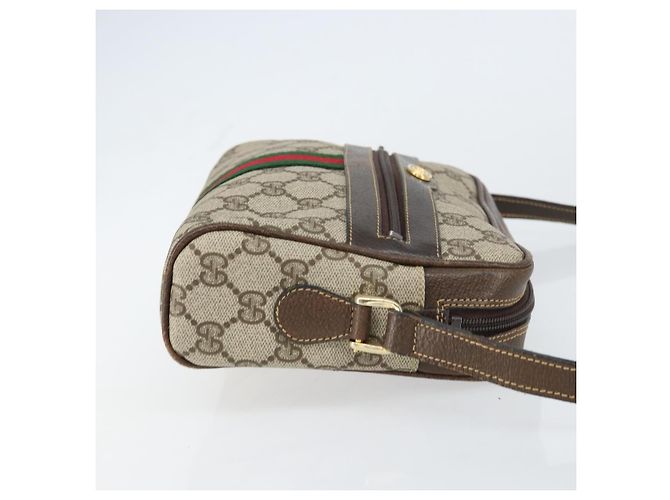 Gucci Borsa GG Supreme Web Sherry Line in PVC beige e oro 010 378 Auth ep12276 D'oro - vista 3