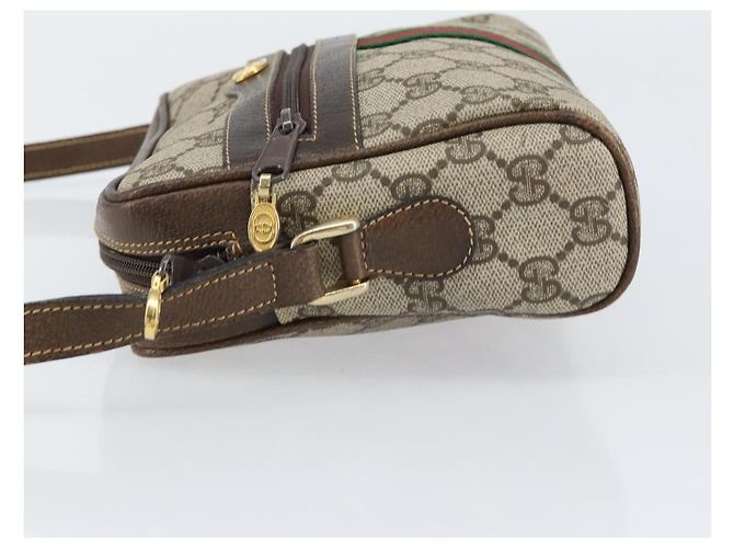 Gucci Borsa GG Supreme Web Sherry Line in PVC beige e oro 010 378 Auth ep12276 D'oro - vista 4