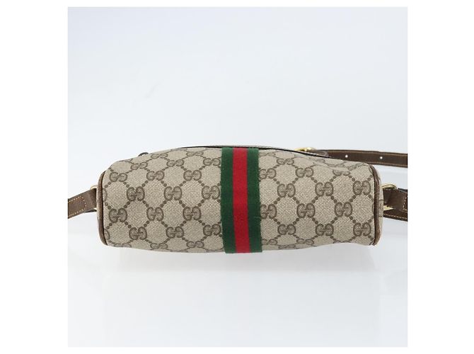 Gucci Borsa GG Supreme Web Sherry Line in PVC beige e oro 010 378 Auth ep12276 D'oro - vista 5