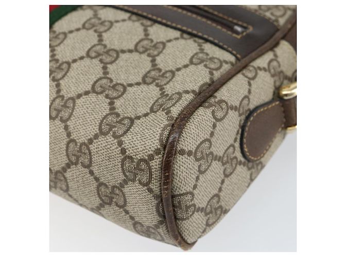 Gucci Borsa GG Supreme Web Sherry Line in PVC beige e oro 010 378 Auth ep12276 D'oro - vista 9