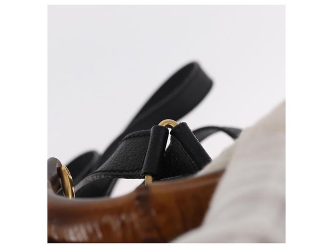 Sac à dos en daim Gucci Bamboo Noir Or 003 1956 0030 Auth 155694 - vue 15