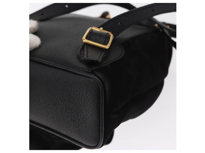 Sac à dos en daim Gucci Bamboo Noir Or 003 1956 0030 Auth 155694 - vue 20