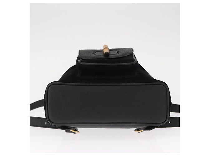 Sac à dos en daim Gucci Bamboo Noir Or 003 1956 0030 Auth 155694 - vue 5