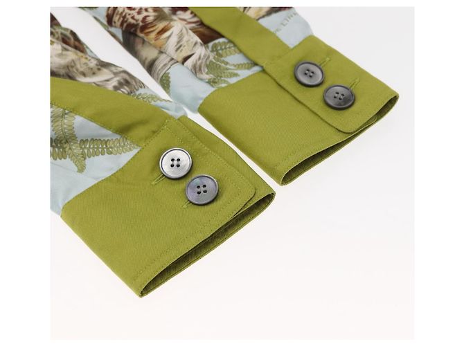 Hermès Camiseta de manga larga HERMES de seda ""H de LINARES"" verde Auth am9718 - vista 7