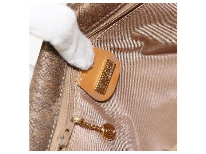Sac à épaule en cuir beige doré GUCCI 001 14 0712 Auth am9113 - vue 18