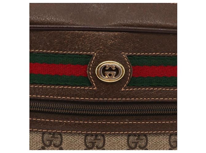 Borsa Gucci GG Supreme Web Sherry Line in PVC beige e oro 56 02 088 Auth ep12231 D'oro - vista 18