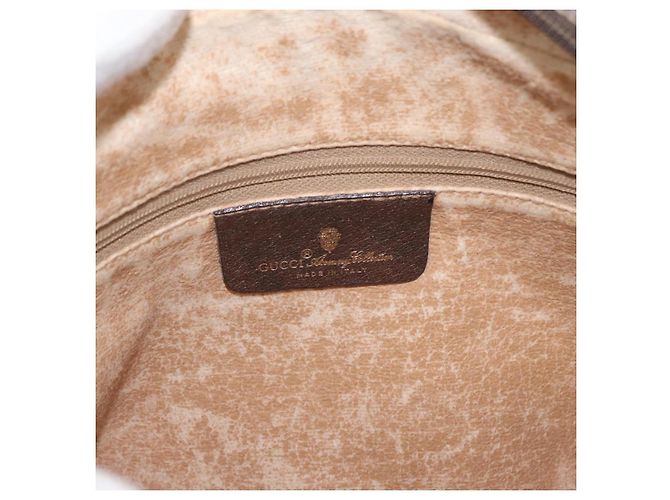 Borsa Gucci GG Supreme Web Sherry Line in PVC beige e oro 56 02 088 Auth ep12231 D'oro - vista 19