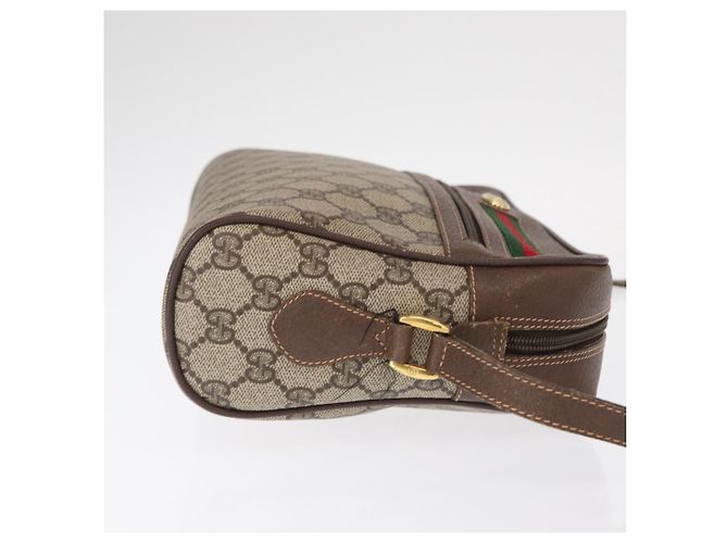 Borsa Gucci GG Supreme Web Sherry Line in PVC beige e oro 56 02 088 Auth ep12231 D'oro - vista 3