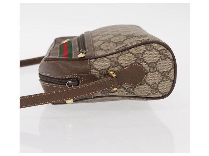 Borsa Gucci GG Supreme Web Sherry Line in PVC beige e oro 56 02 088 Auth ep12231 D'oro - vista 4