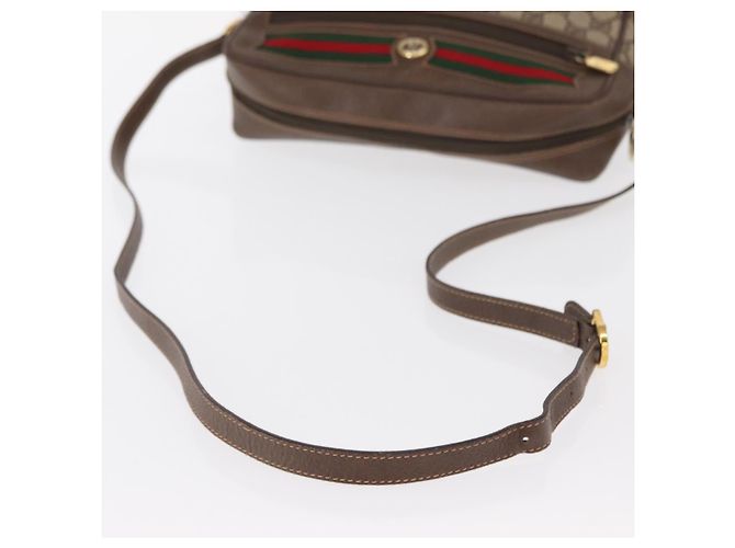 Borsa Gucci GG Supreme Web Sherry Line in PVC beige e oro 56 02 088 Auth ep12231 D'oro - vista 7