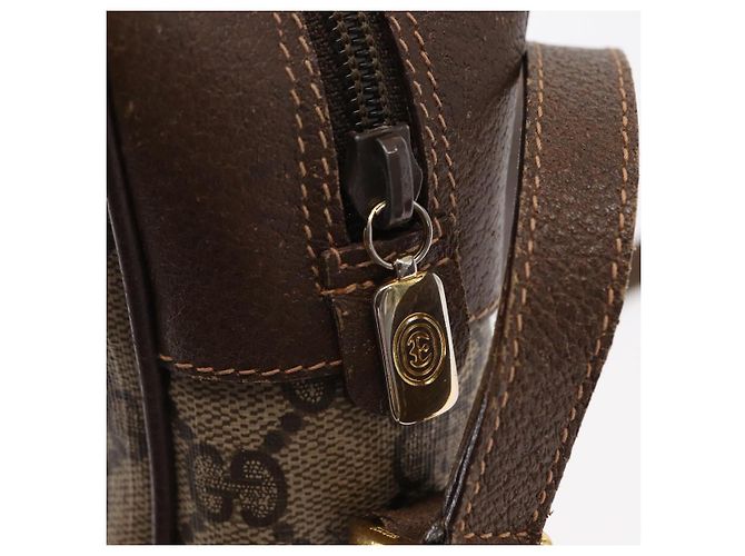 Borsa Gucci GG Supreme Web Sherry Line in PVC beige e oro 56 02 088 Auth ep12231 D'oro - vista 9