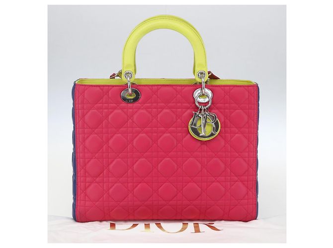 Christian Dior Borsa Lady Dior Canage in pelle 2 in 1 rosa argento Auth 157405SAM - vista 12