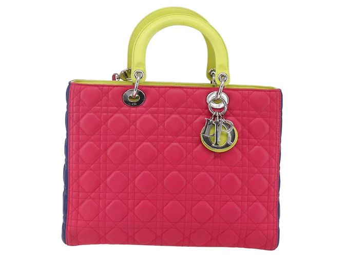Christian Dior Borsa Lady Dior Canage in pelle 2 in 1 rosa argento Auth 157405SAM - vista 13
