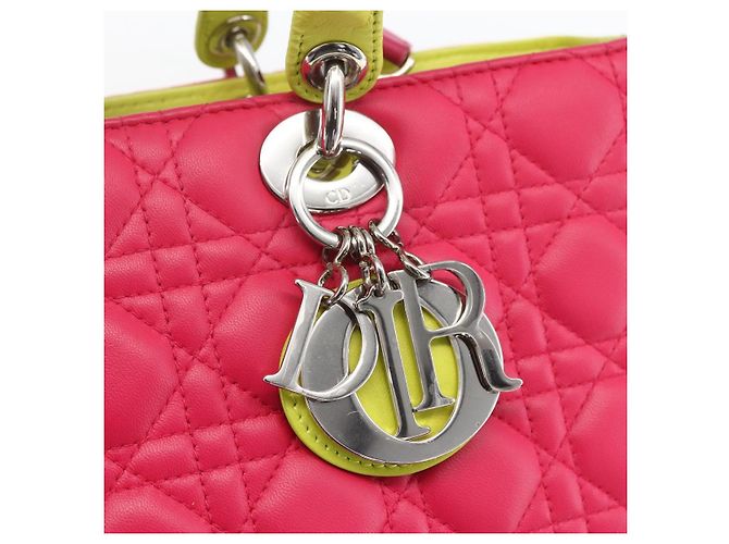 Christian Dior Borsa Lady Dior Canage in pelle 2 in 1 rosa argento Auth 157405SAM - vista 19