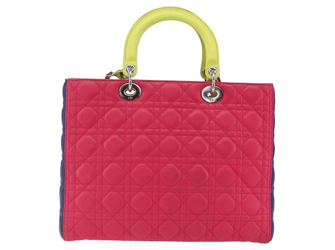 Christian Dior Borsa Lady Dior Canage in pelle 2 in 1 rosa argento Auth 157405SAM - vista 2