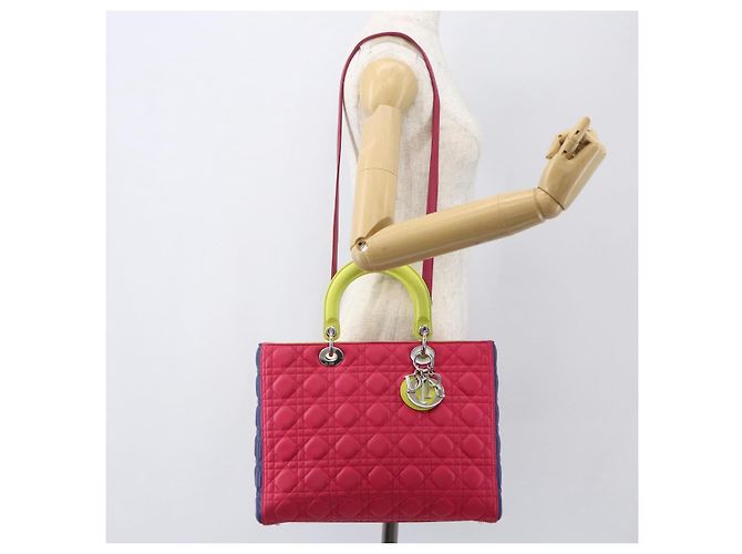 Christian Dior Borsa Lady Dior Canage in pelle 2 in 1 rosa argento Auth 157405SAM - vista 25