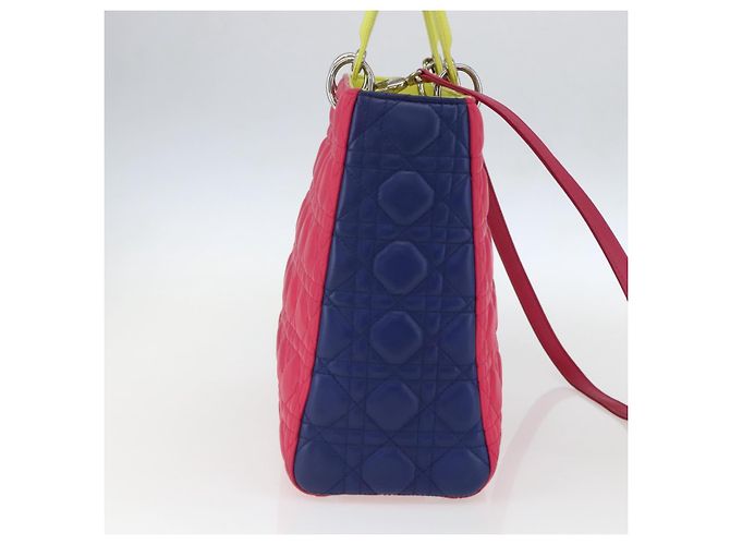 Christian Dior Borsa Lady Dior Canage in pelle 2 in 1 rosa argento Auth 157405SAM - vista 3