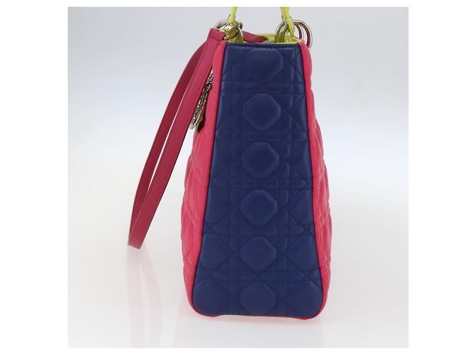 Christian Dior Borsa Lady Dior Canage in pelle 2 in 1 rosa argento Auth 157405SAM - vista 4