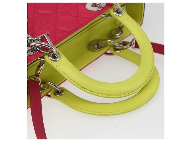 Christian Dior Borsa Lady Dior Canage in pelle 2 in 1 rosa argento Auth 157405SAM - vista 7