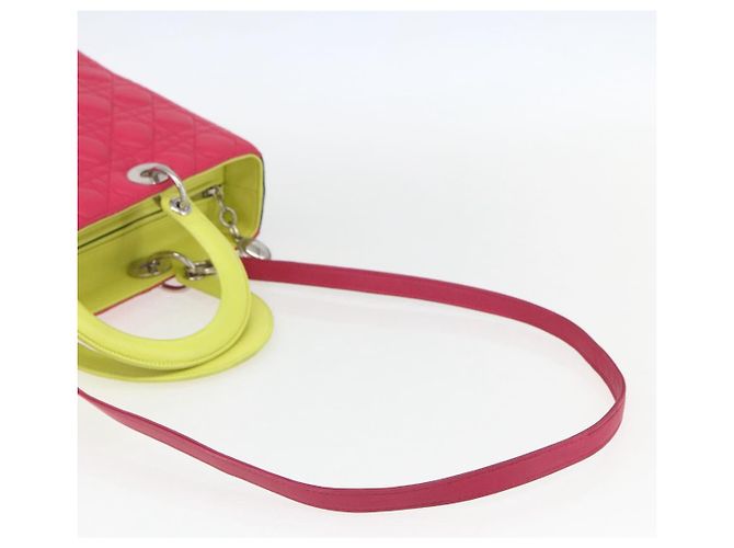 Christian Dior Borsa Lady Dior Canage in pelle 2 in 1 rosa argento Auth 157405SAM - vista 8