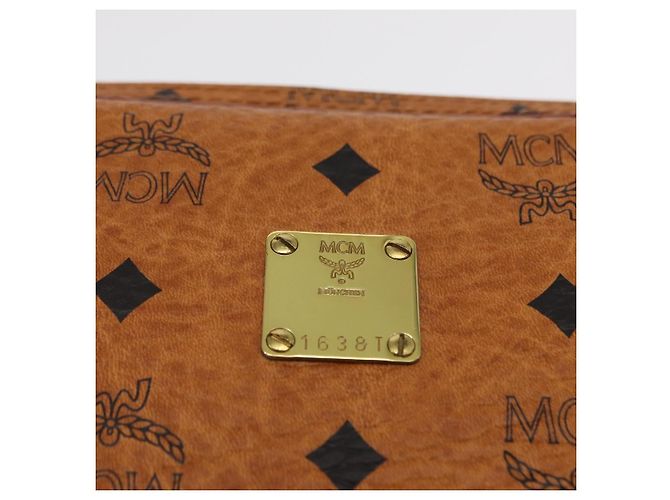 MCM Logogram Vicetos Clutch Bag de Cuero PVC Marrón Dorado Auth 148568V - vista 12