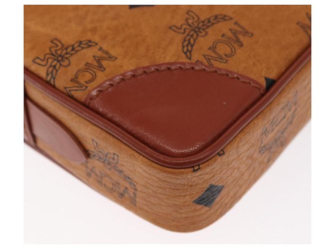 MCM Logogram Vicetos Clutch Bag de Cuero PVC Marrón Dorado Auth 148568V - vista 15