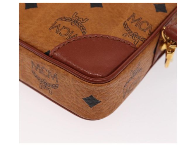 MCM Logogram Vicetos Clutch Bag de Cuero PVC Marrón Dorado Auth 148568V - vista 16
