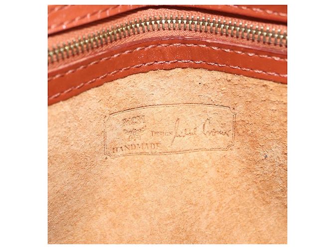 MCM Logogram Vicetos Clutch Bag de Cuero PVC Marrón Dorado Auth 148568V - vista 17