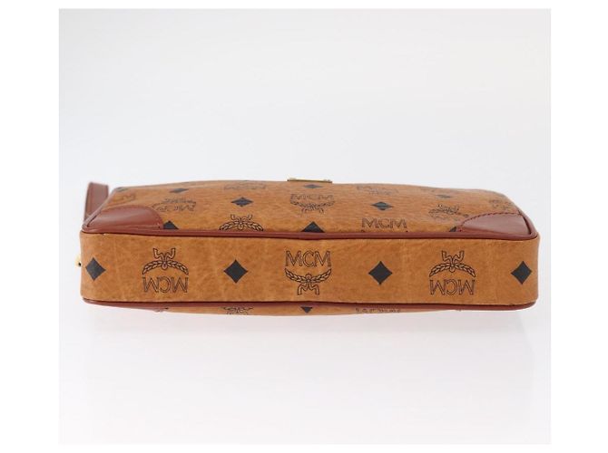 MCM Logogram Vicetos Clutch Bag de Cuero PVC Marrón Dorado Auth 148568V - vista 5