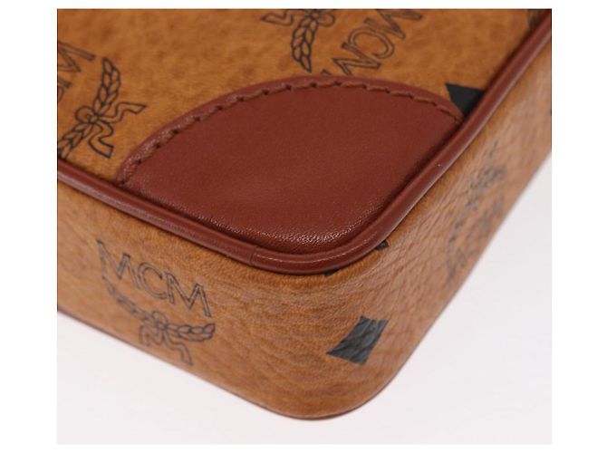 MCM Logogram Vicetos Clutch Bag de Cuero PVC Marrón Dorado Auth 148568V - vista 8