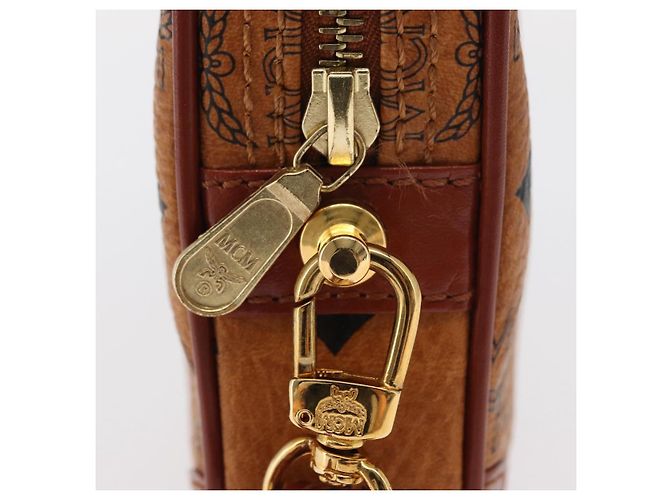 MCM Logogram Vicetos Clutch Bag de Cuero PVC Marrón Dorado Auth 148568V - vista 9