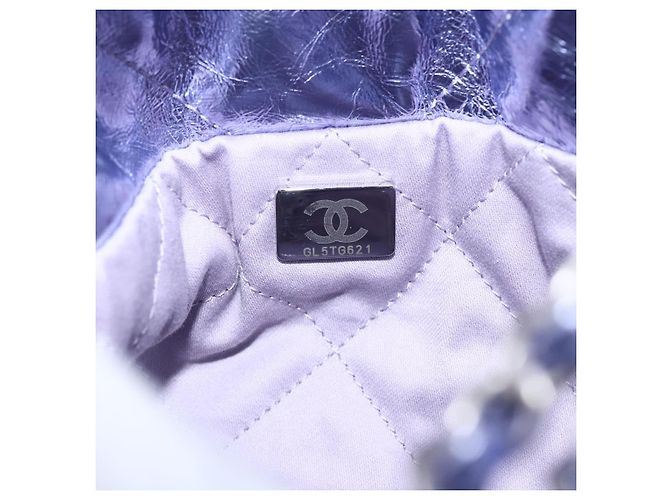 CHANEL Catena Chanel 22 Mini Borsa a Mano Pelle 2in1 Viola CC Auth 158680SM Porpora - vista 11