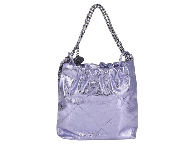 CHANEL Catena Chanel 22 Mini Borsa a Mano Pelle 2in1 Viola CC Auth 158680SM Porpora - vista 2
