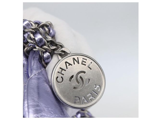 CHANEL Catena Chanel 22 Mini Borsa a Mano Pelle 2in1 Viola CC Auth 158680SM Porpora - vista 20