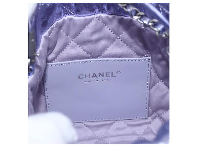 CHANEL Catena Chanel 22 Mini Borsa a Mano Pelle 2in1 Viola CC Auth 158680SM Porpora - vista 21
