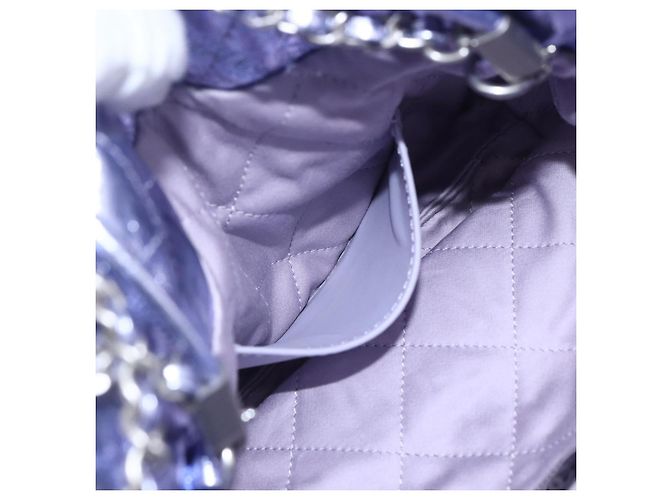 CHANEL Catena Chanel 22 Mini Borsa a Mano Pelle 2in1 Viola CC Auth 158680SM Porpora - vista 24