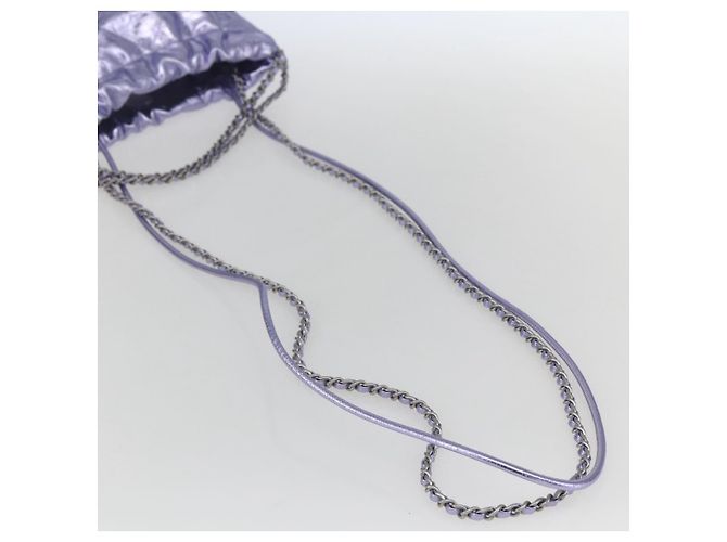 CHANEL Catena Chanel 22 Mini Borsa a Mano Pelle 2in1 Viola CC Auth 158680SM Porpora - vista 8