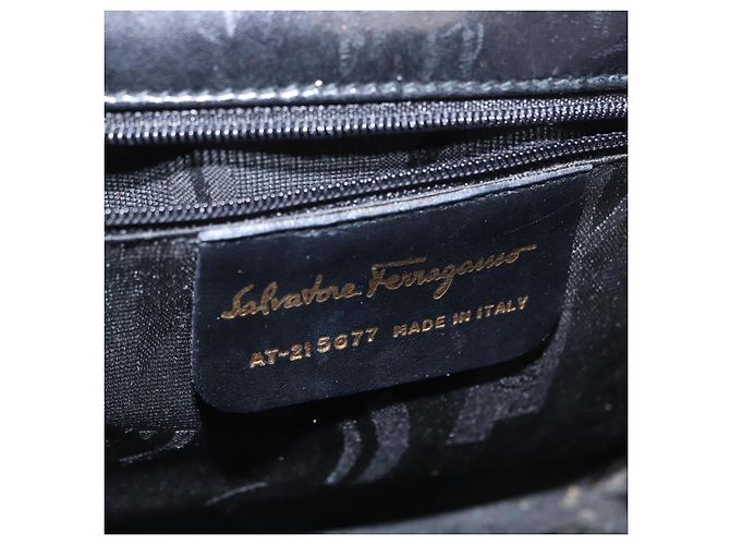 Borsa a mano Vala in pelle 2 in 1 nera e dorata Auth BA8780 di Salvatore Ferragamo Nero D'oro - vista 12