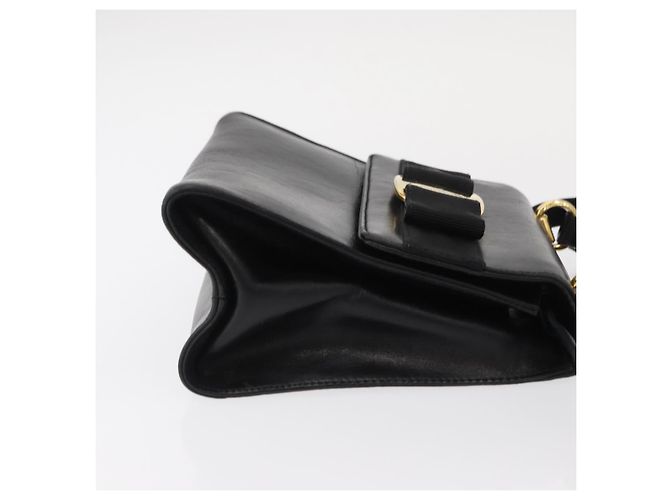 Borsa a mano Vala in pelle 2 in 1 nera e dorata Auth BA8780 di Salvatore Ferragamo Nero D'oro - vista 3