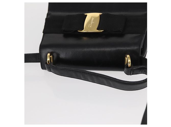 Borsa a mano Vala in pelle 2 in 1 nera e dorata Auth BA8780 di Salvatore Ferragamo Nero D'oro - vista 6