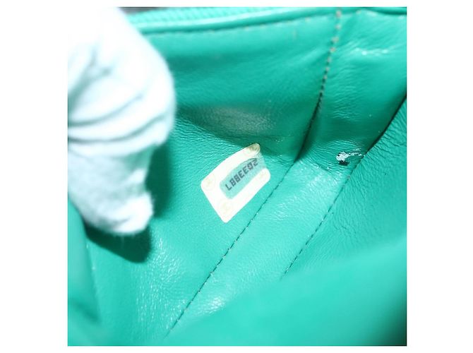 CHANEL Mini Matelassé 11 Borsa a Spalla Catena Tela Verde Oro CC Auth 158908SM D'oro - vista 10