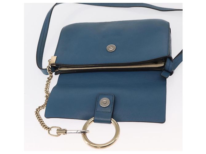 Chloé Borsa a Spalla Chloe Fay in Pelle Scamosciata Blu Oro Auth BA8910 D'oro - vista 10