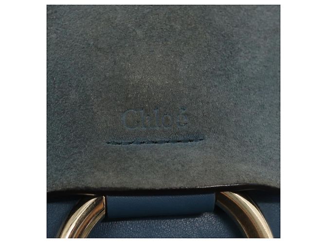 Chloé Borsa a Spalla Chloe Fay in Pelle Scamosciata Blu Oro Auth BA8910 D'oro - vista 18