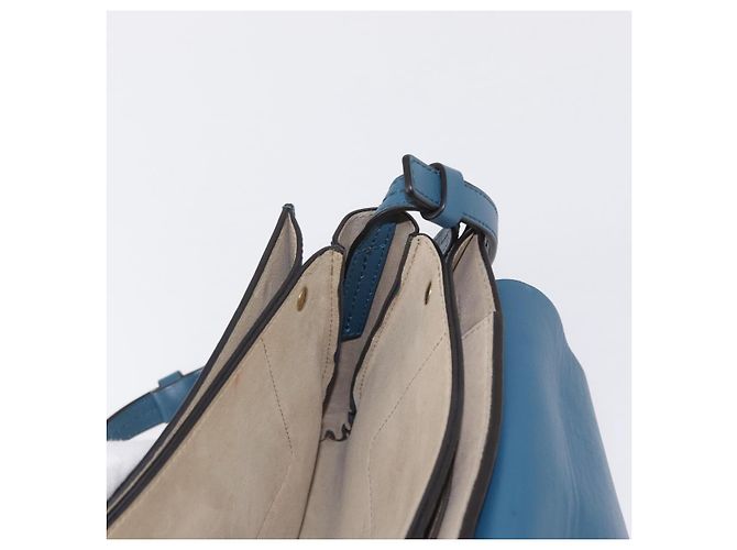Chloé Borsa a Spalla Chloe Fay in Pelle Scamosciata Blu Oro Auth BA8910 D'oro - vista 21