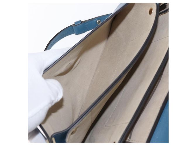 Chloé Borsa a Spalla Chloe Fay in Pelle Scamosciata Blu Oro Auth BA8910 D'oro - vista 22